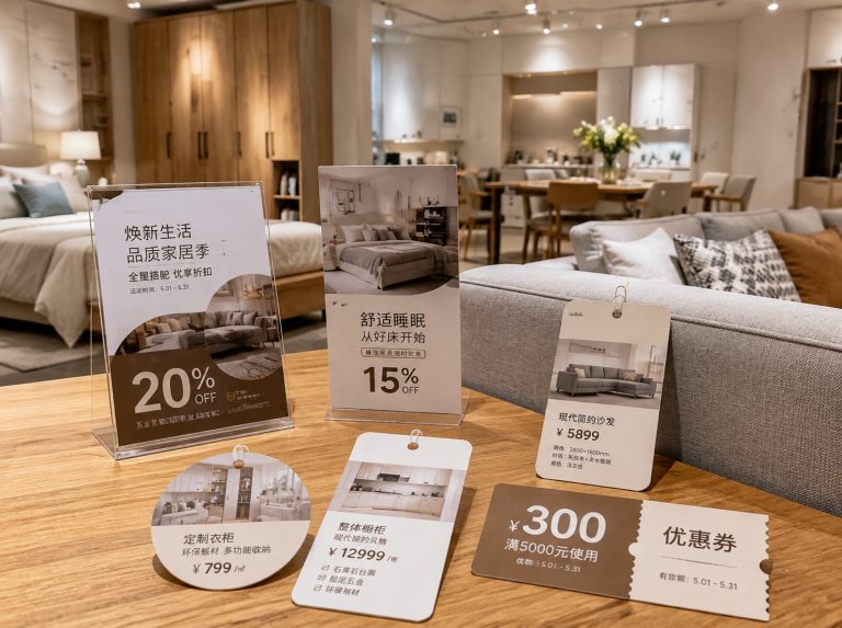 紫金县家具门店单页海报与吊牌